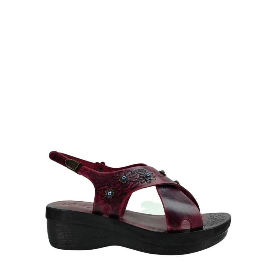 İloz 23460827 Hakiki Deri Kadın Dolgu Topuk  Bodrum Sandalet Modeli