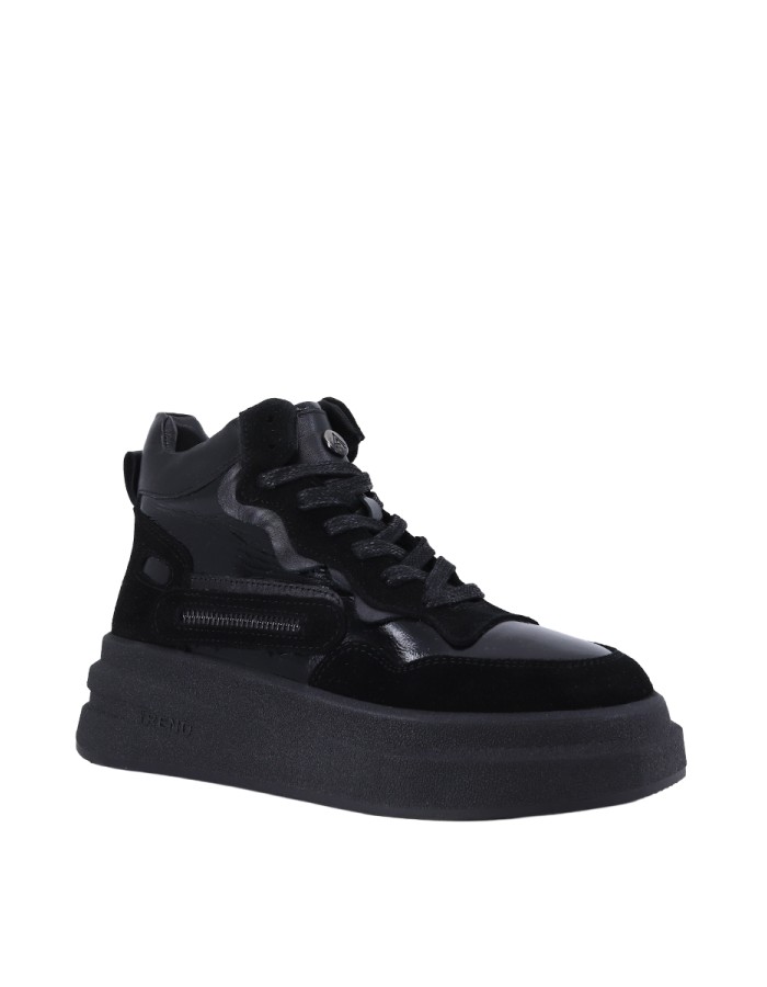 Kadın Hakiki Rugan Deri Bağcıklı Sneaker Bot Siyah - Albini 26102855R | GiyGitsin Kadın Hakiki Rugan Deri Bağcıklı Sneaker Bot Siyah - Albini 26102855R ürün görseli