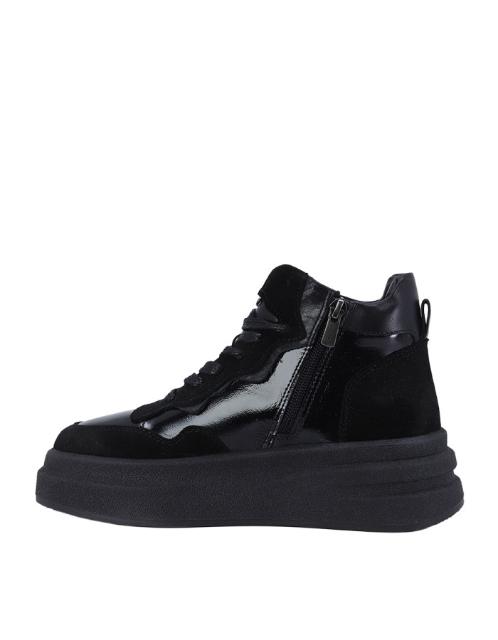 Kadın Hakiki Rugan Deri Bağcıklı Sneaker Bot Siyah - Albini 26102855R | GiyGitsin Kadın Hakiki Rugan Deri Bağcıklı Sneaker Bot Siyah - Albini 26102855R ürün görseli