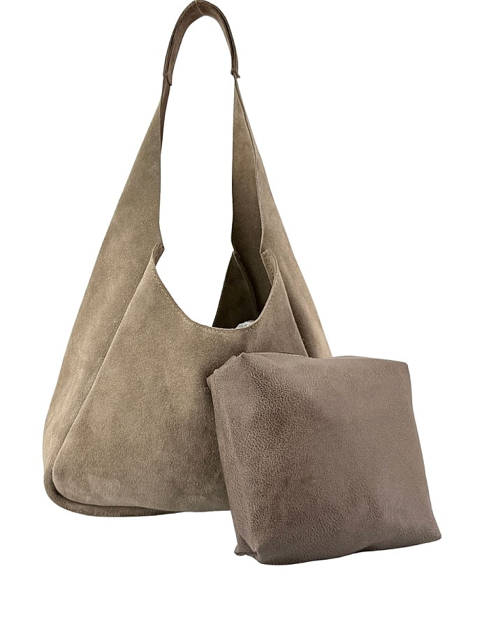 Hobby 26012S-Hakiki Süet Deri Kadın Omuz Çantası