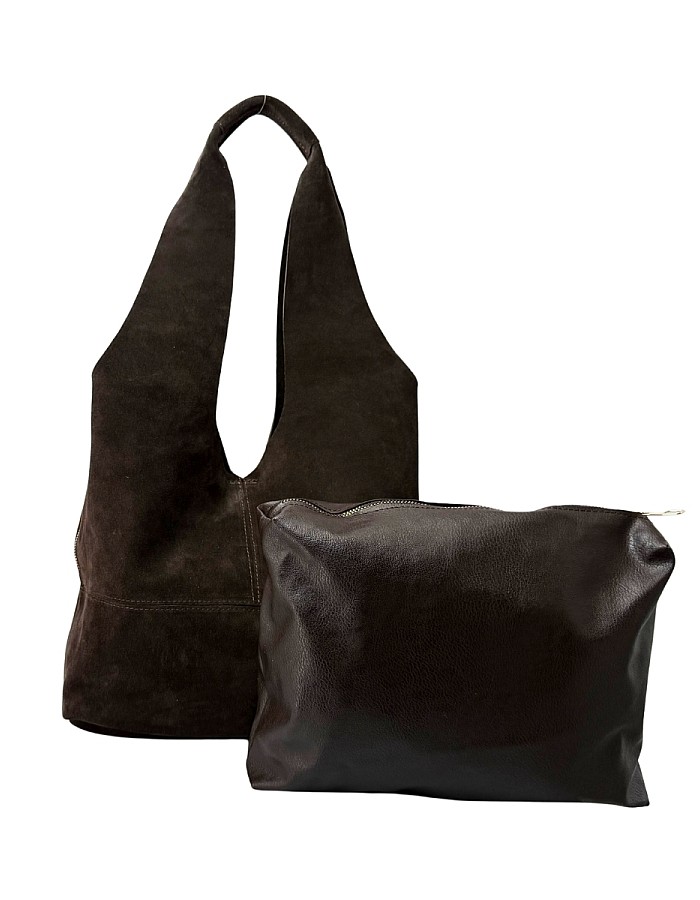 Hobby 26014 Hakiki Süet Deri Kadın Omuz Çantası