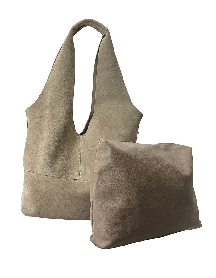 Hobby 26014 Hakiki Süet Deri Kadın Omuz Çantası