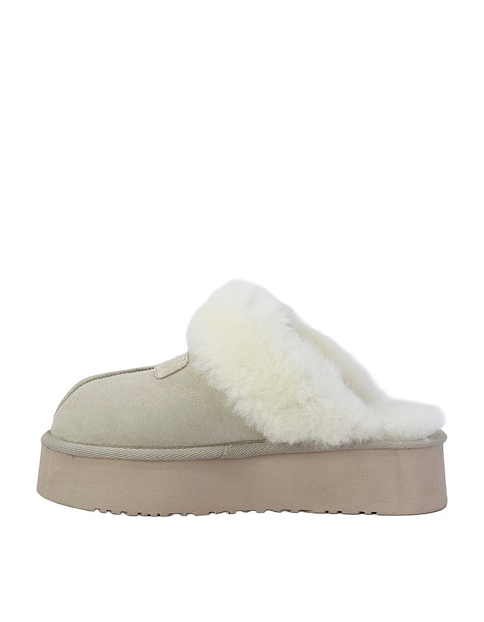 Hobby 26610 Hakiki Süet Deri Kürklü Topuklu Kadın Terlik