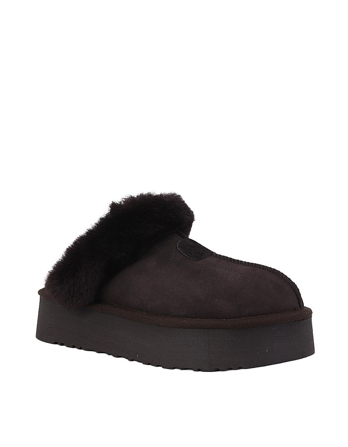 Hobby 26610 Hakiki Süet Deri Kürklü Topuklu Kadın Terlik