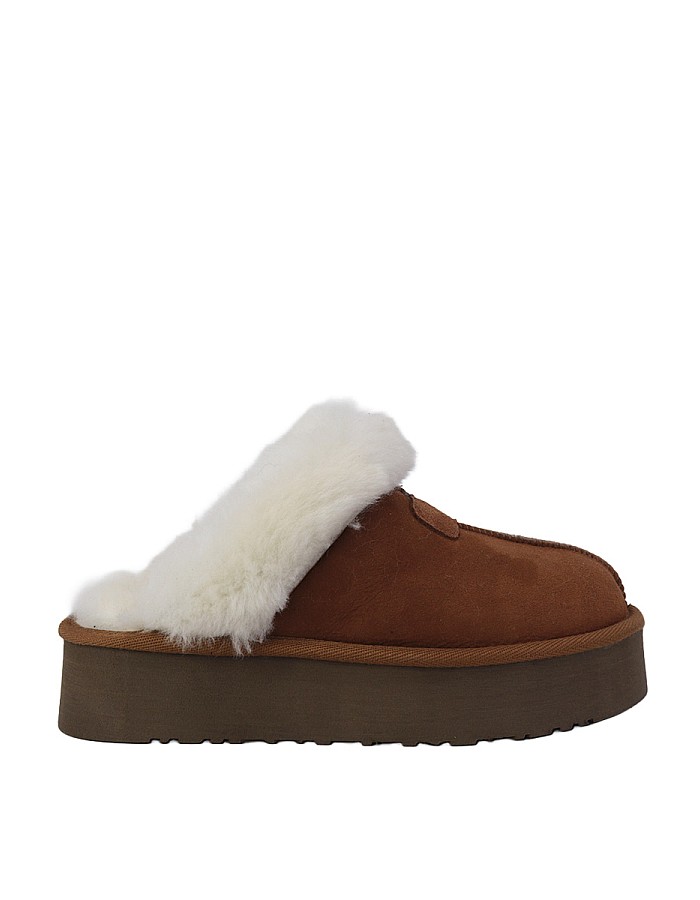 Hobby 26610 Hakiki Süet Deri Kürklü Topuklu Kadın Terlik