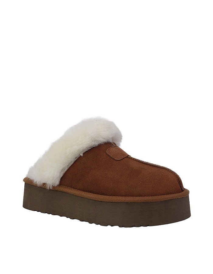 Hobby 26610 Hakiki Süet Deri Kürklü Topuklu Kadın Terlik