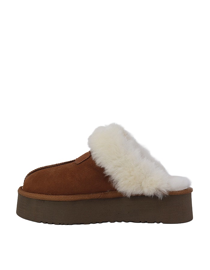 Hobby 26610 Hakiki Süet Deri Kürklü Topuklu Kadın Terlik