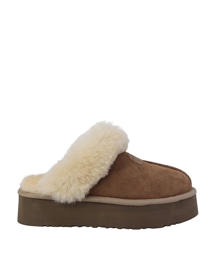 Hobby 26610 Hakiki Süet Deri Kürklü Topuklu Kadın Terlik