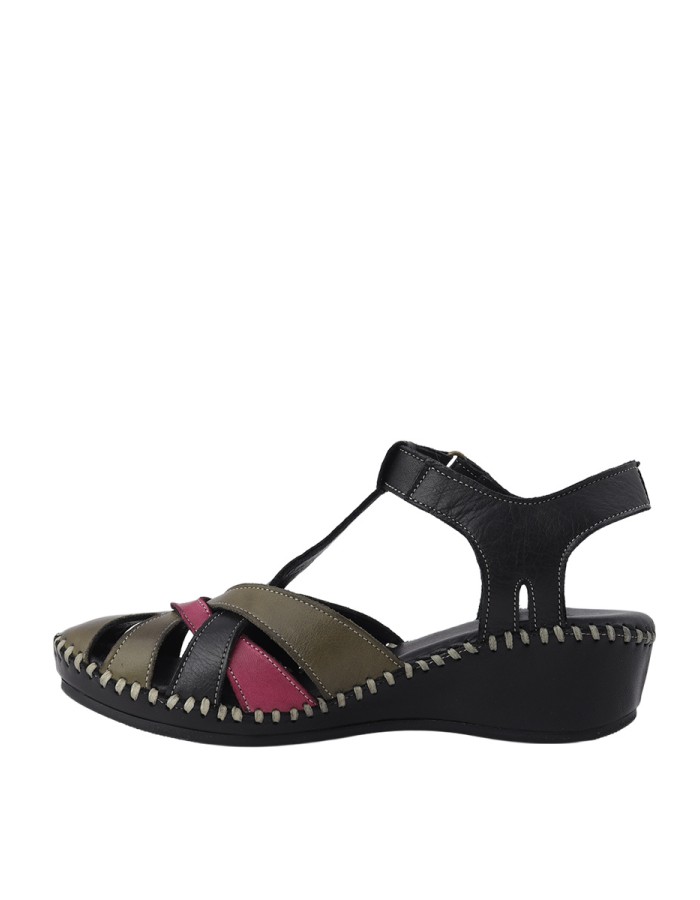Albini Hakiki Deri Comfort Dolgu Topuk Kadın Sandalet | ALB2660209Y