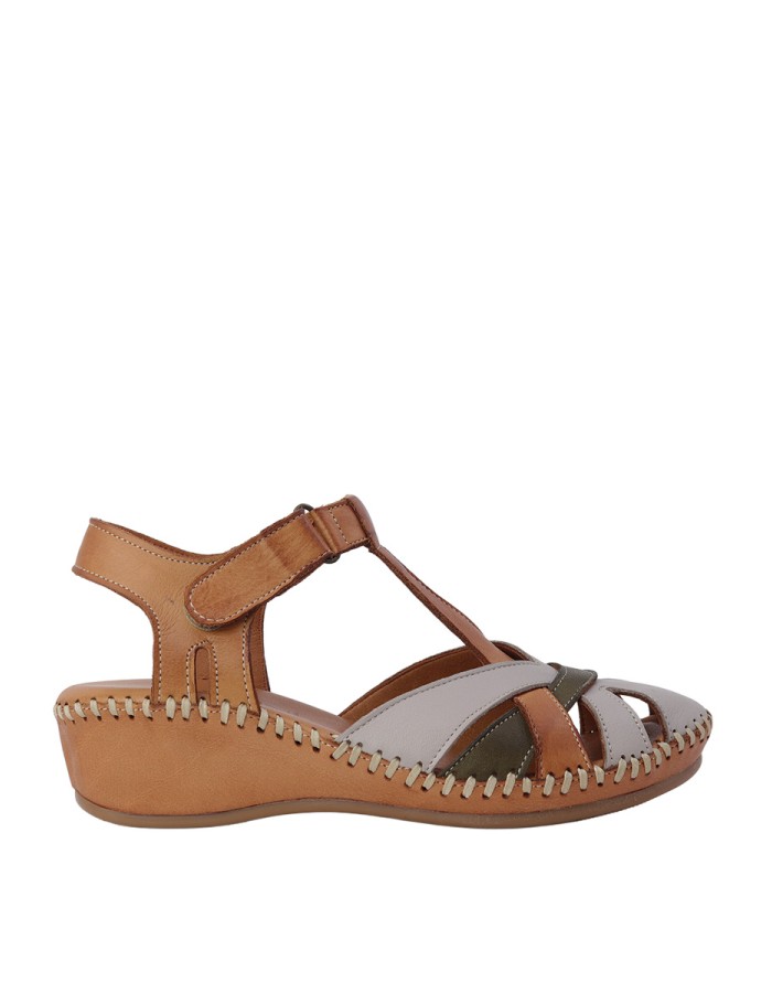 Albini Hakiki Deri Comfort Dolgu Topuk Kadın Sandalet | ALB2660209Y