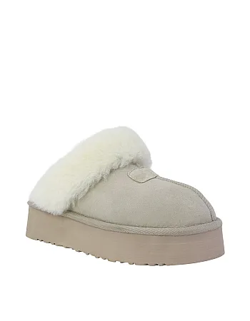 Hobby 26610 Hakiki Süet Deri Kürklü Topuklu Kadın Terlik